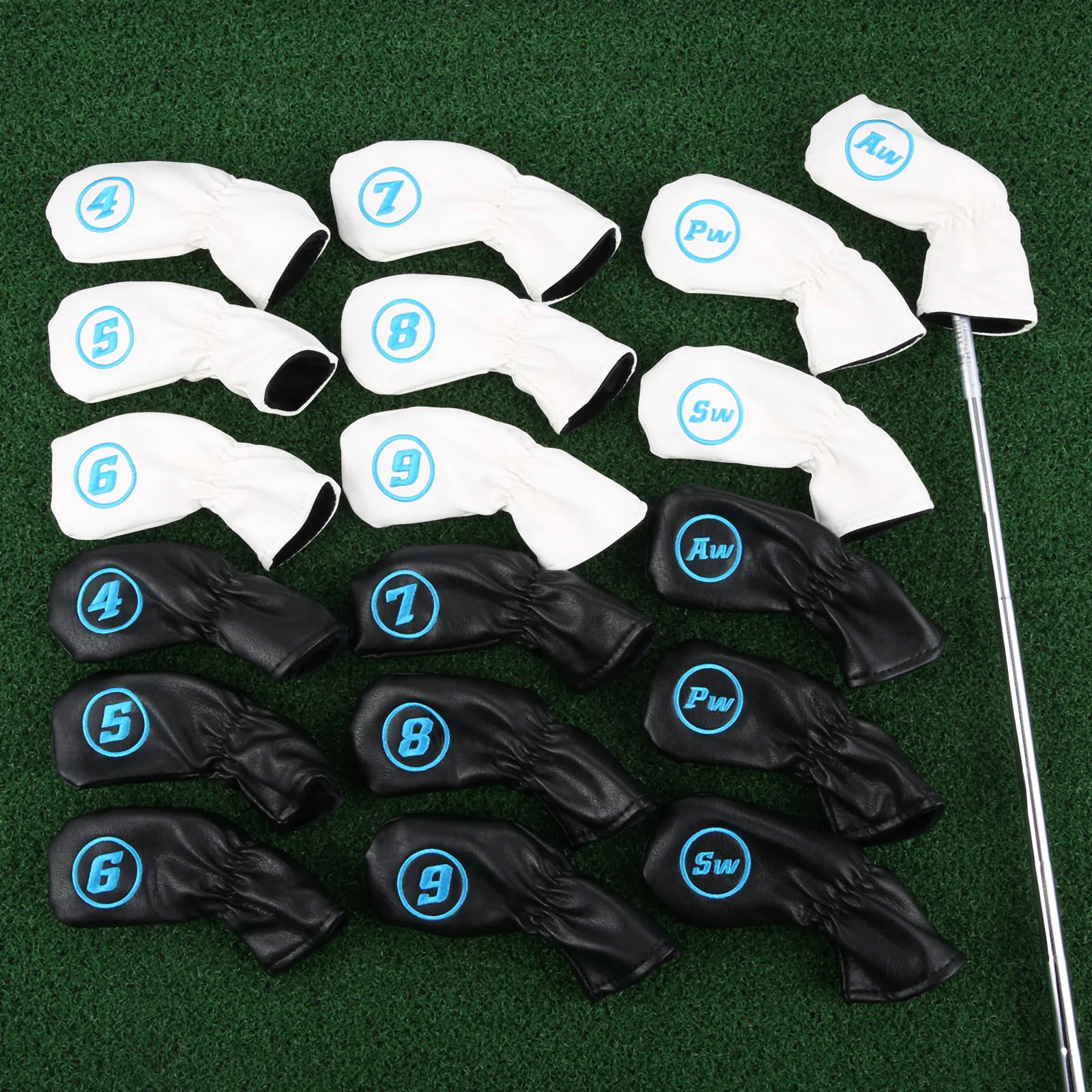 S Head Covers Set Club Headcovers Waterproof Soft Pu Leathe Golf Iron Putter Headcover