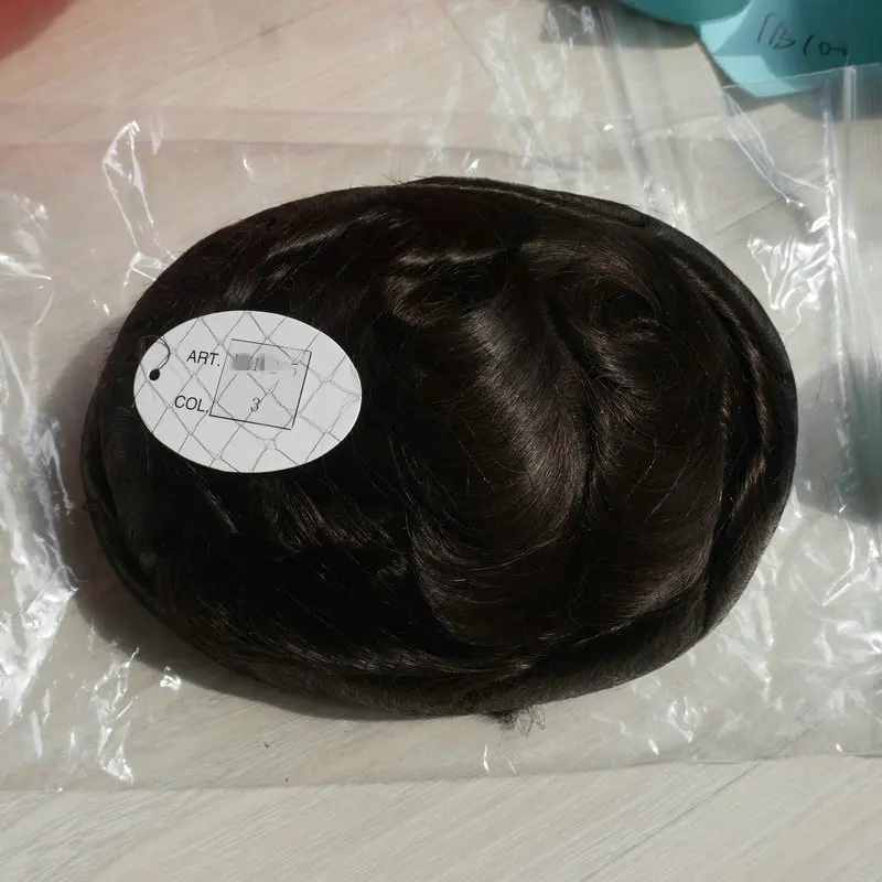 3 # Hstonir натуральный Волосы Remy Швейцарский Кружево и ПУ База системы замены волос Для мужчин парик U часть H045 - Парик Цвет: 3 #