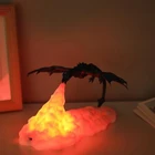 Лампа В Форме Дракона с 3D рисунком огня, ночник для детской, спальни, украшение животного, перезаряжаемый мягкий светильник ильник для настроения