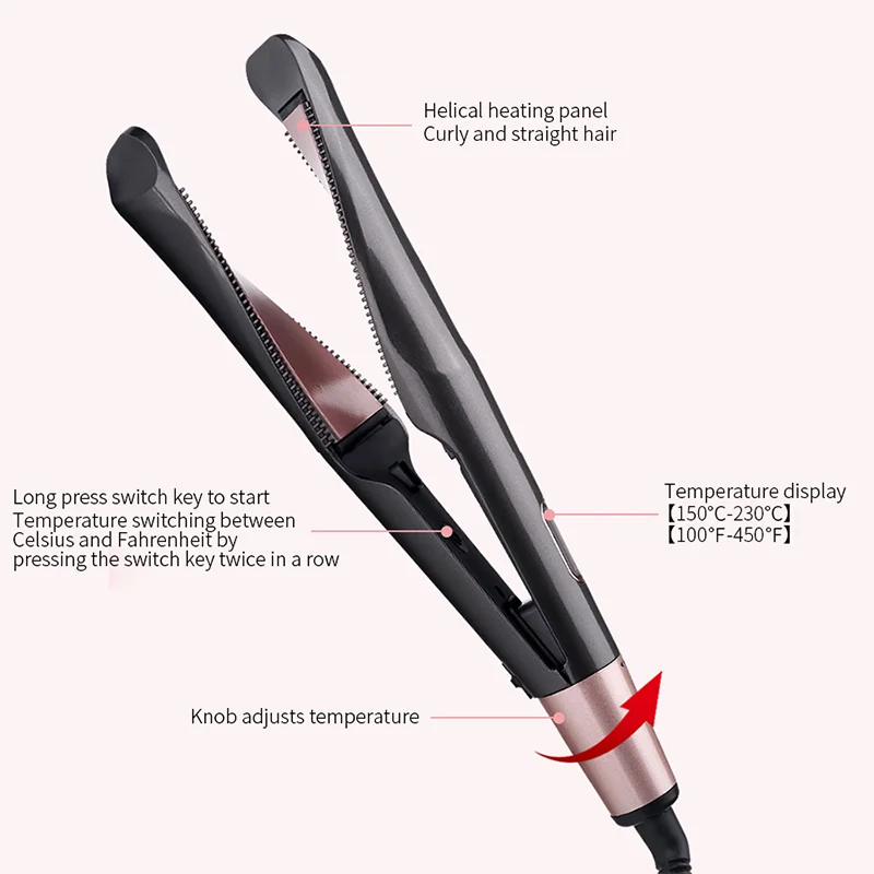 Professional Flat Iron LED Hair Straightener Curlers Twisted Plate 2 in 1 Ceramic Curling Iron hair curler for All Hair Types