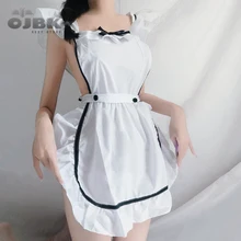OJBK Anime Maid Cosplay Costumes White Coffee Bar Waitress Cos Outfit Hollow Out Design For Women Sexy Lingrie Uniform 2020 New