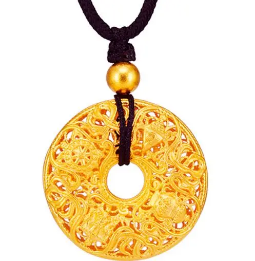 Лаосское позолоченное 3D золотое ожерелье ручной работы украшенное старым