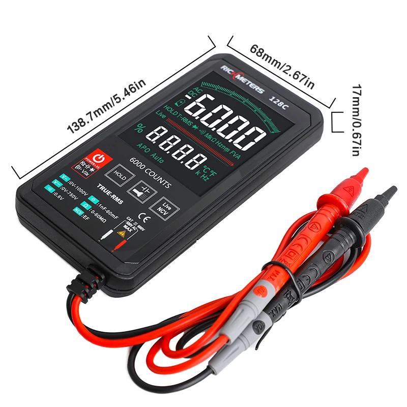 

RM128B Multimeter Touch Sensitive Resistance Tester Professional NCV Capacitance Pocket Type Intelligent Scanning Tools 618C