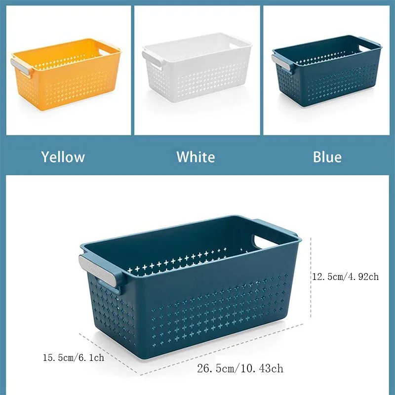 

Plastic Kitchen Organizer Hollow Out Portable Bathroom Refrigerator Storage Baskets For Toys Box Fruit Basket For Storing Things