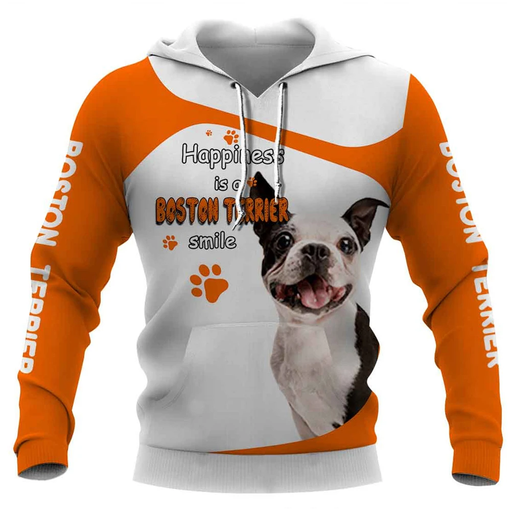 

CLOOCL Boston Terrier Smile Men Hoodies Pets Paws 3D Print Men Clothing Loose Casual Tops Unisex Harajuku Streetwear