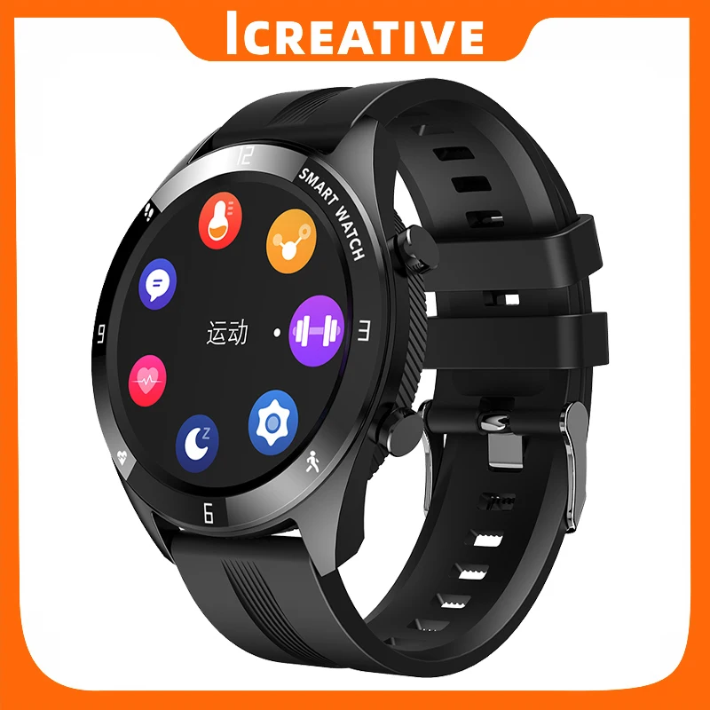 

Icreative 2021 Full Touch Smart Watch Waterproof Heart Rate Tracker Round Smartwatch Women Watches for Android IOS Smart Clock