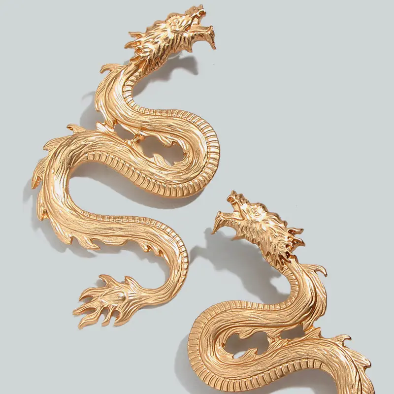 Женские серьги гвоздики с драконом JJFOUCS винтажные геометрические золотого и