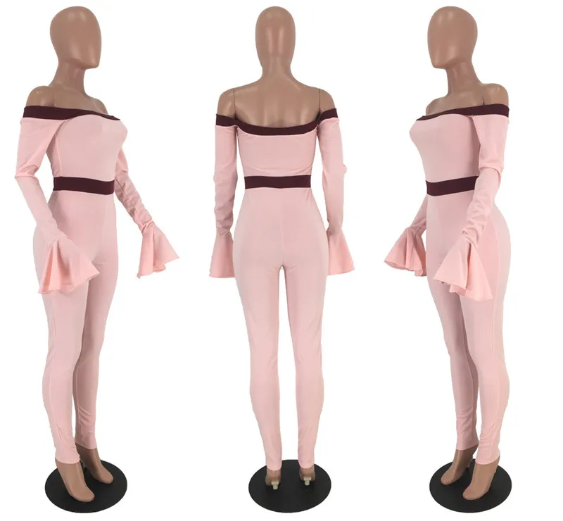 Сексуальный Облегающий комбинезон с открытыми плечами для женщин вырезом