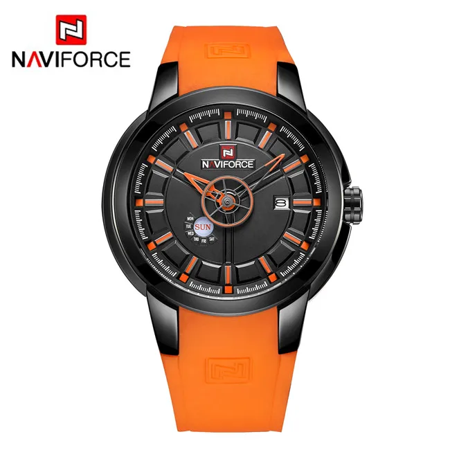 orange Мужские часы Топ люксовый бренд модные спортивные военные часы Мужские кварцевые наручные часы резиновые часы без коробки 30 м водонепроницаемые - Цвет: orange