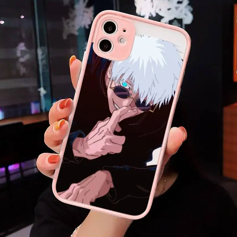 

Anime Jujutsu Kaisen Phone Case For iPhone 12 11 Mini Pro XR XS Max 7 8 Plus X Matte transparent Pink Back Cover