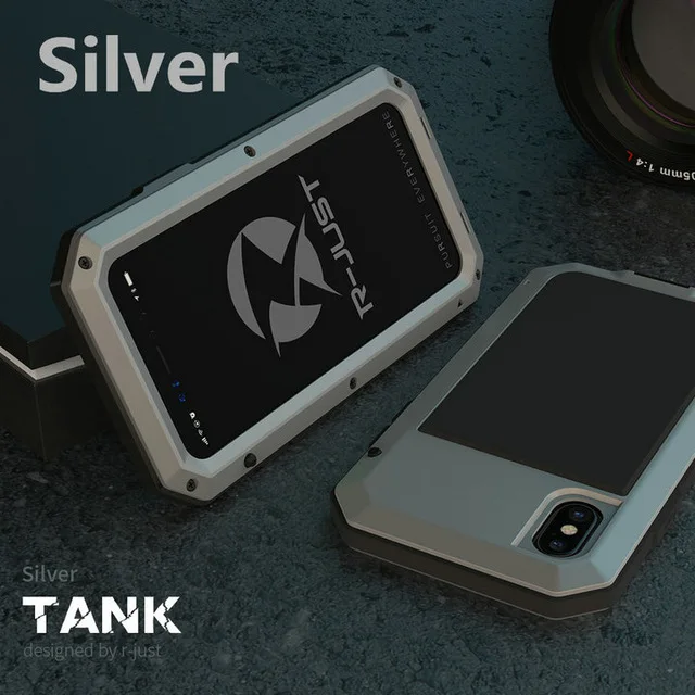 Silver Phone Case Outdoor Heavy Duty Doom Armor Shockproof Metal Case For iPhone XS MAX XR X 7 8 6 6S Plus 5 SE 5S 4 4S Dustproof Protection Cover - Цвет: Silver Phone Case