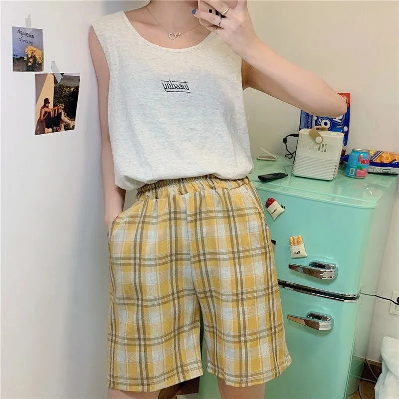 

harajuku wide legs shorts hot sale summer Elastic waist womens shorts waist short Korean version Loose size Streetwear Casual