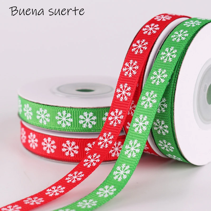 Новогодние 2 м/лот 3/8 ''(10 мм) бело-красный снег DIY Рождественский подарок принт