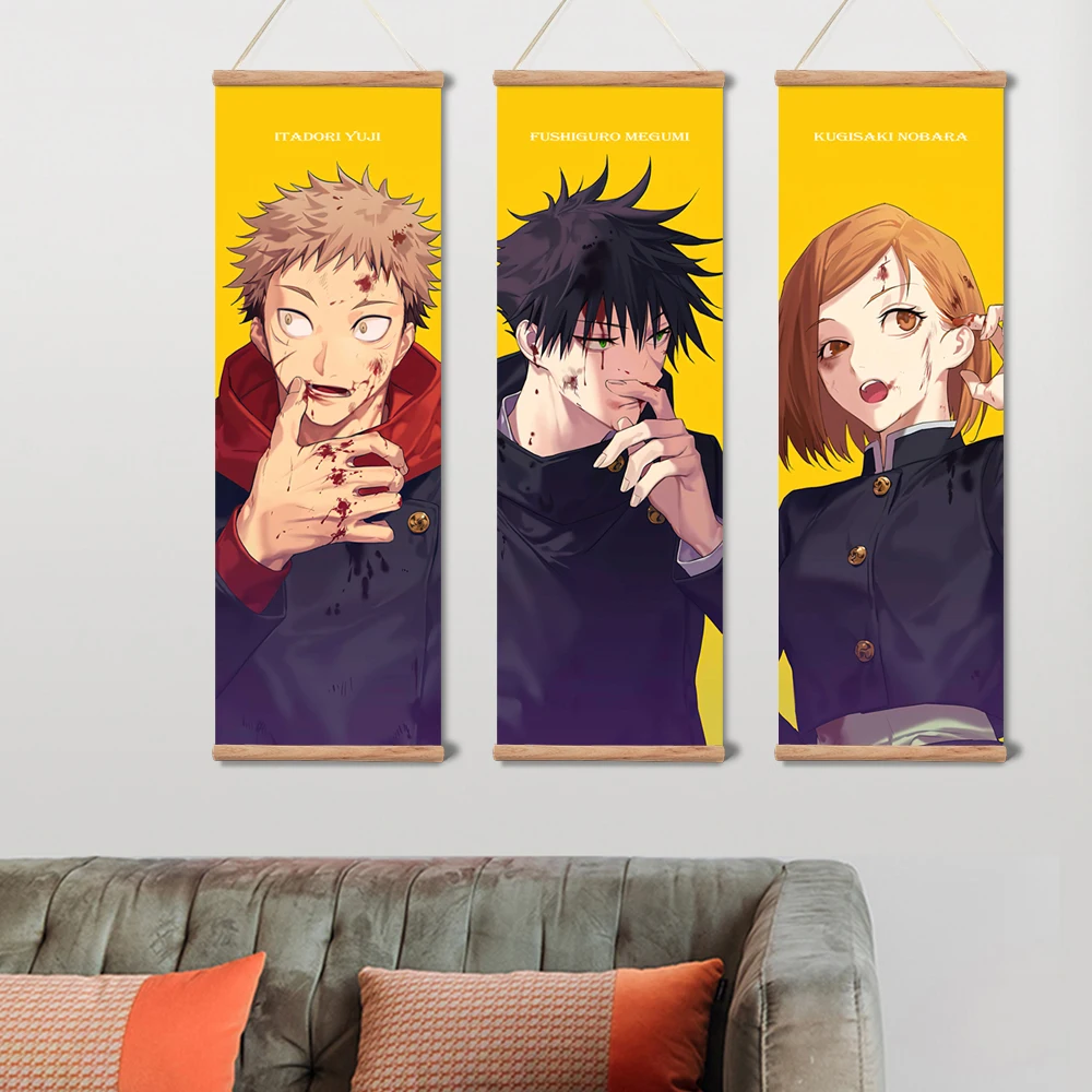 Japanese Anime Posters Jujutsu Kaisen Decoration Canvas Scroll Paintings Wall Art Home Decor Pictures for Living Room with Frame