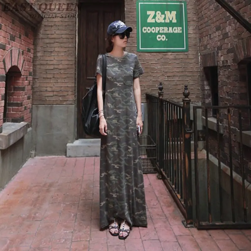

Dress camouflage military style long maxi harajuku dress FF001