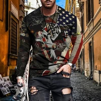 autumn vintage american style printing men t shirts casual long sleeve tee shirt 2021 spring mens fashion o neck pullover tops