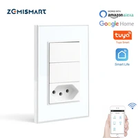 zemismart tuya wifi brazil socket smart wall light switch support alexa google home voice control brazilian wall outlet switch