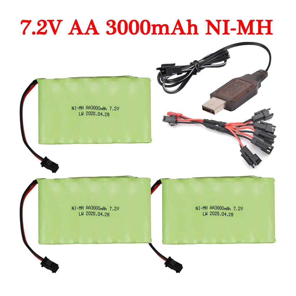 

NI-MH 7.2V 3000mah Rechargeable battery pack For remote control Toys Cars Trucks Tanks Boats 7.2 V 3000 mah NIMH Batteries