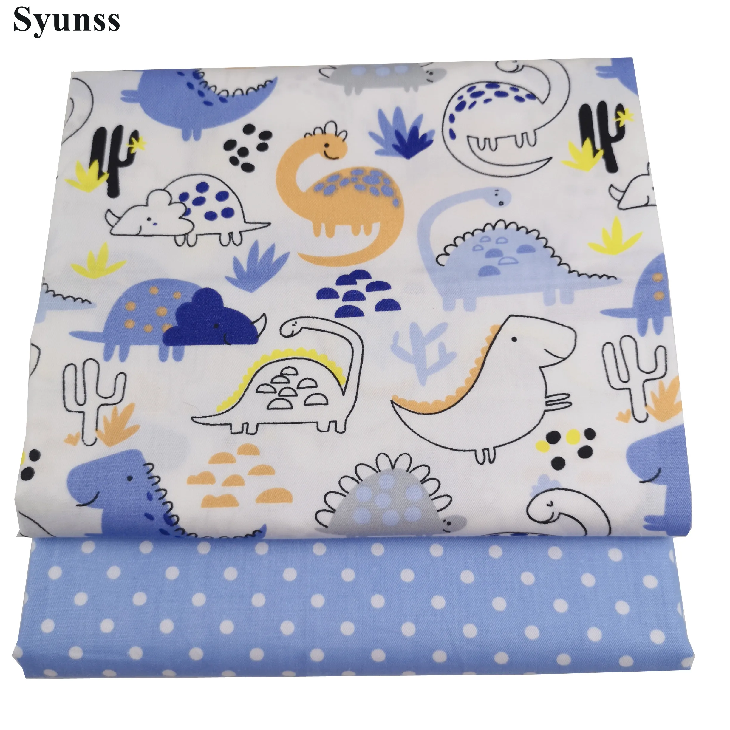 Syunss синий динозавр в горошек хлопчатобумажная ткань для лоскутного шитья своими