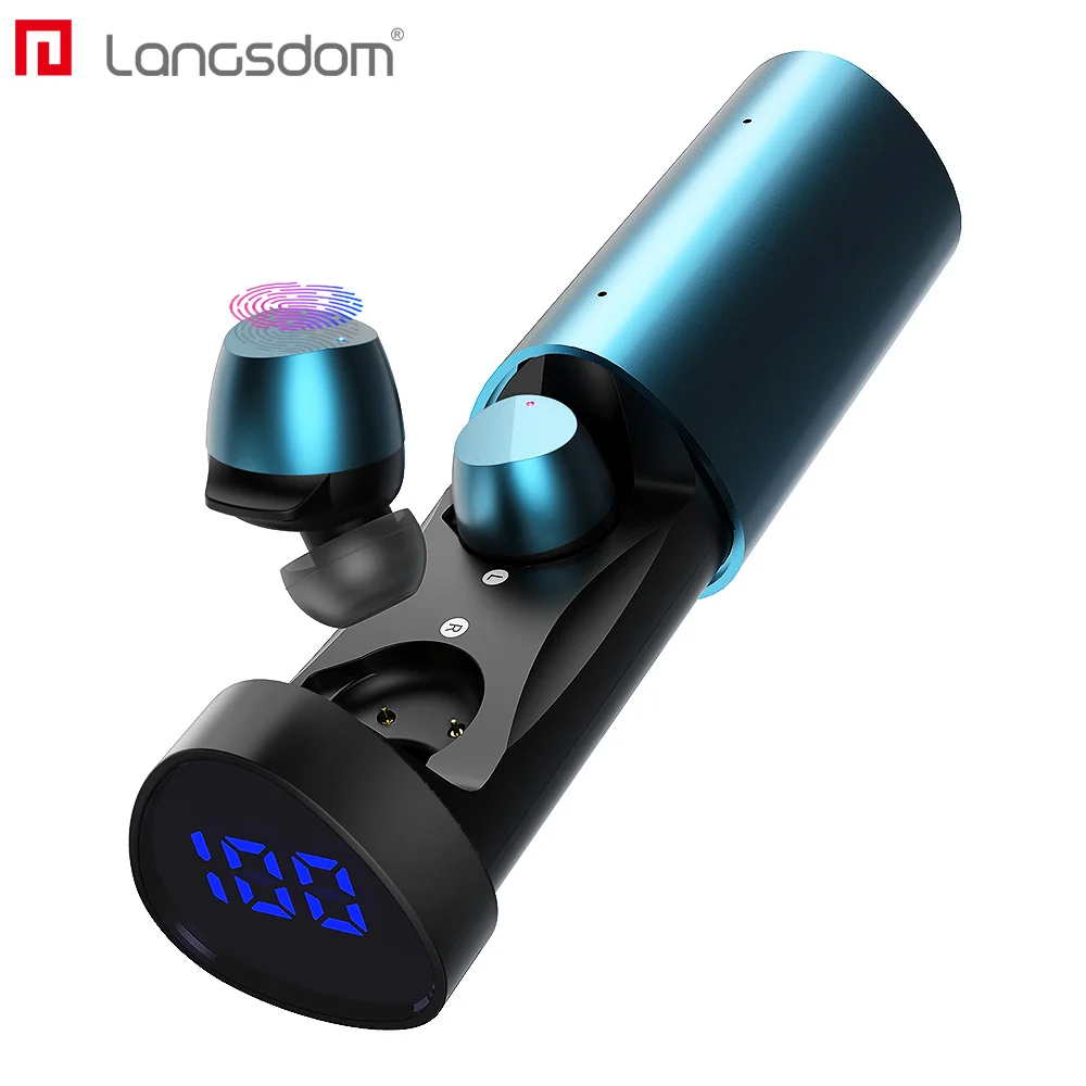 Langsdom TWS, беспроводные наушники, Bluetooth наушники, светодиодный дисплей, гарнитура для телефона, Bluetooth наушники с микрофоном