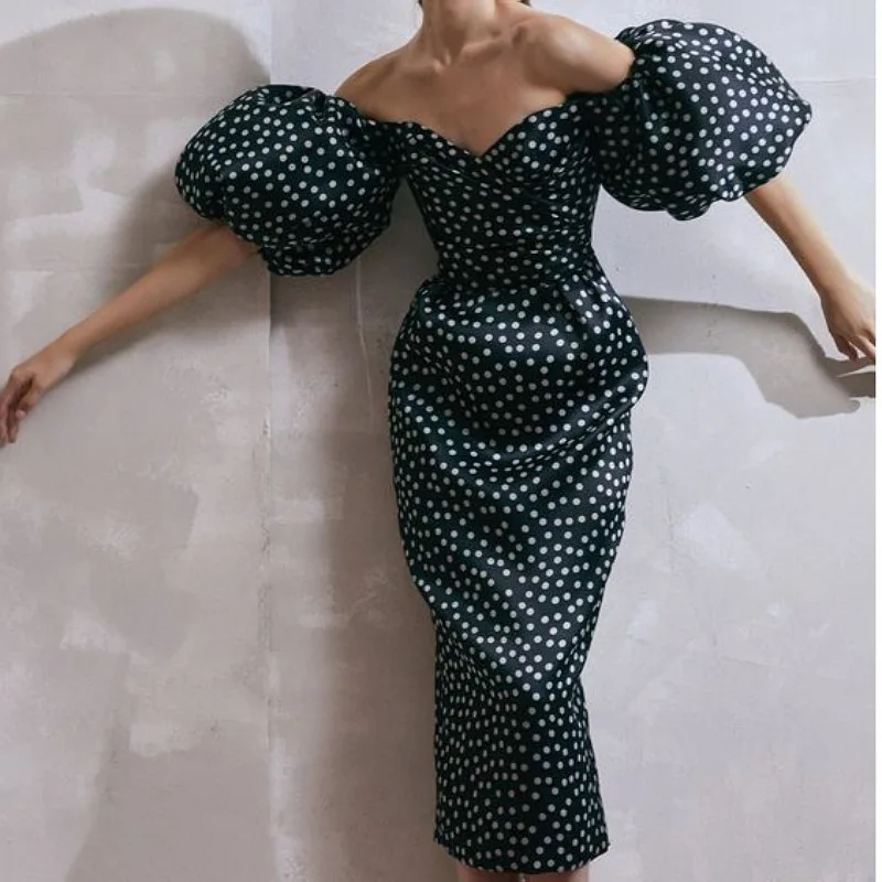 

Boho High Waist Sexy Wrap Bra Dress Fashion Women Polka Dot Short Sleeve Backless Elegant Silk White Urbane Y2k Dress Club Dress