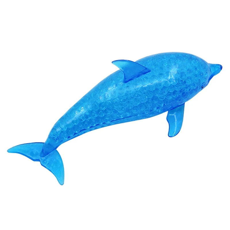 

19cm Funny Squeezable Stress Relief Toy Soft Dolphin Bead Stress Ball Toy Anti-stress Fidget Reliver Stress Vent Toy