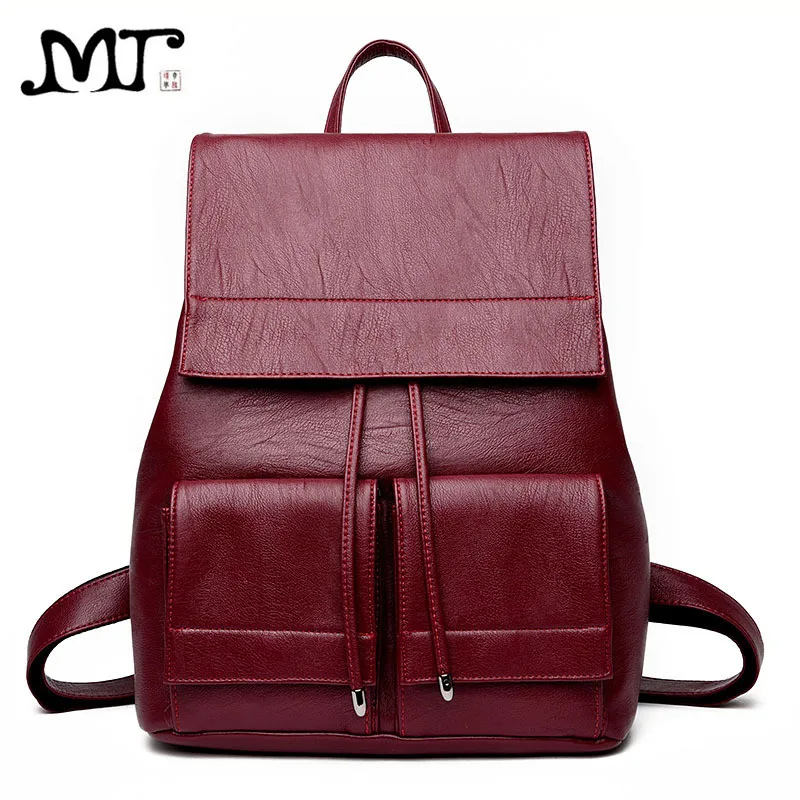 Женский кожаный рюкзак MJ однотонная Дорожная сумка из искусственной кожи с