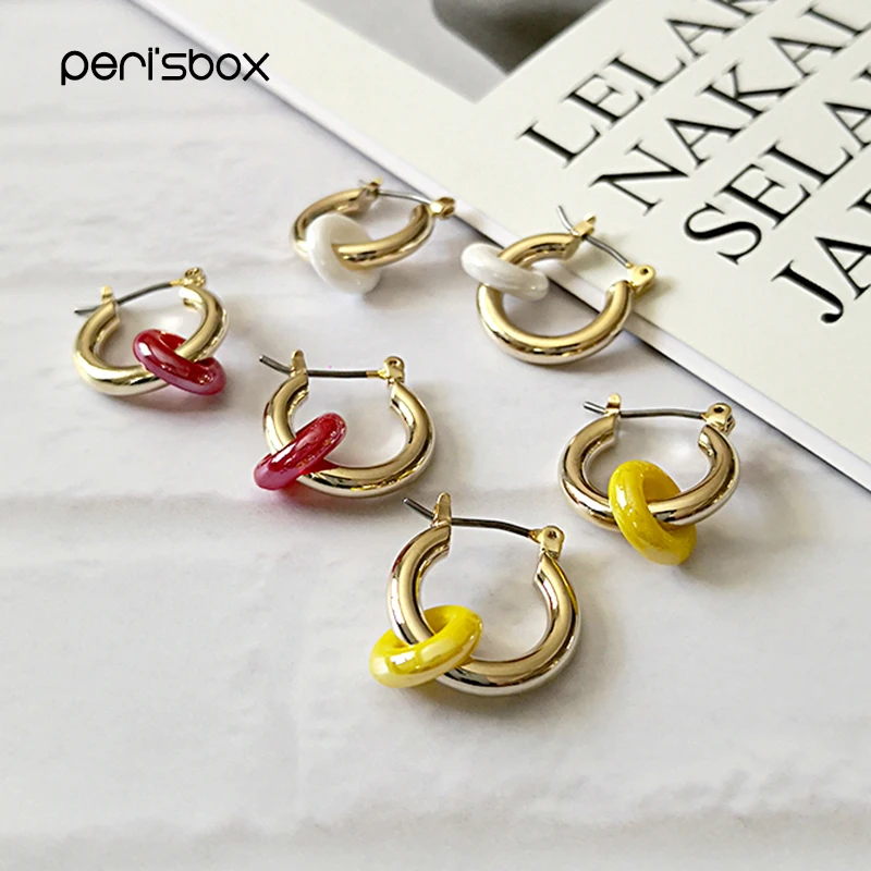 Peri'sBox 2019 новые ранние серьги с маленькими акриловыми кольцами 3 цвета двойные