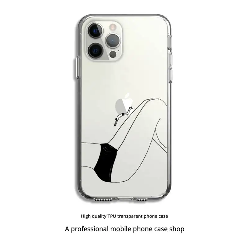

Abstract Art Lines Fashion Phone Case Clear Cover For Iphone 5 6 7 8 11 12 Plus XR X XS SE2020 11/12PRO Max Transparent Cases