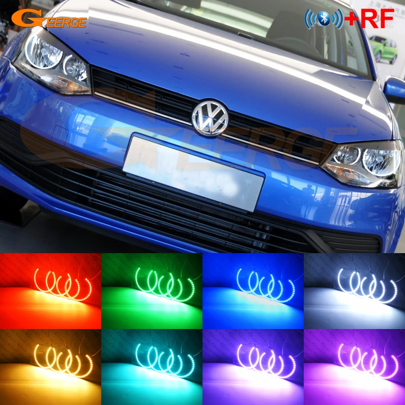 

Excellent RF remote Bluetooth App Multi-Color Ultra bright RGB LED Angel Eyes kit For Volkswagen VW Polo CrossPolo Vento