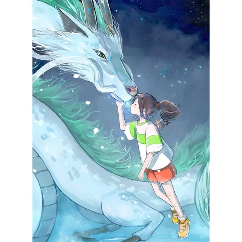 

Алмазная живопись 5D «сделай сам» из аниме «дракон и девушка», полная Алмазная мозаика, наборы для вышивки крестиком, Декор, ручная работа, Ал...
