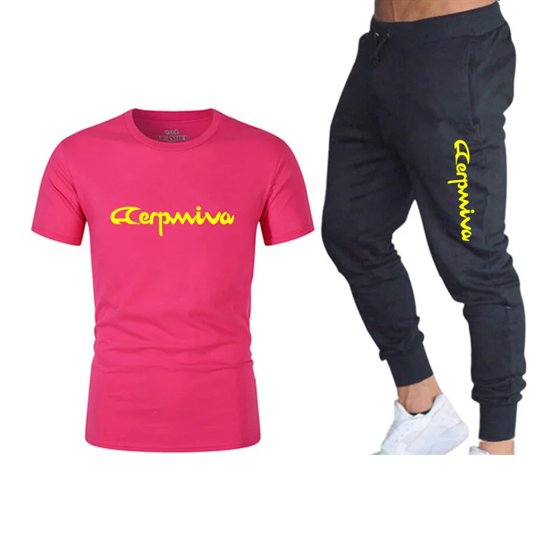

Casual sports suit 2021 spring and summer men's Korean version of the trend of simple fashion all-match round neck sweater suit