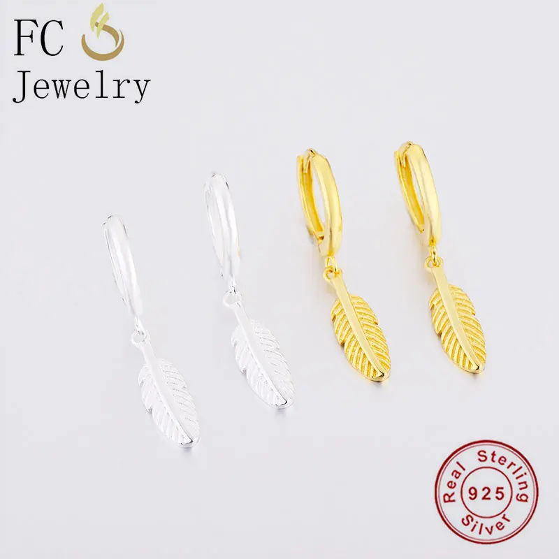 

Ювелирные изделия FC, корейский образец 925 серебра перо золотистого цвета, подвеска из бисера, пирсинг кольцо, серьги для женщин и девочек, 2020 ...