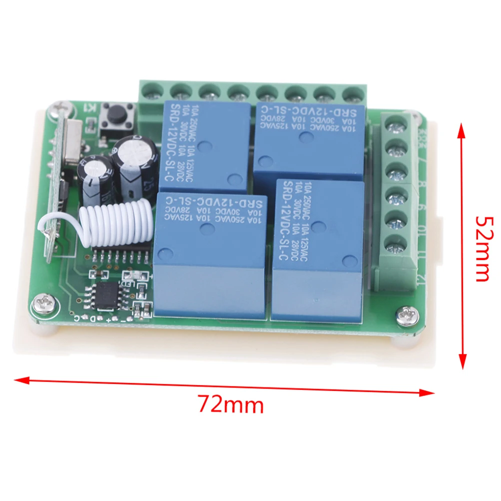 DC 12v 10a 433 МГц 4ch Беспроводной реле РЧ пульт дистанционного управления Управление