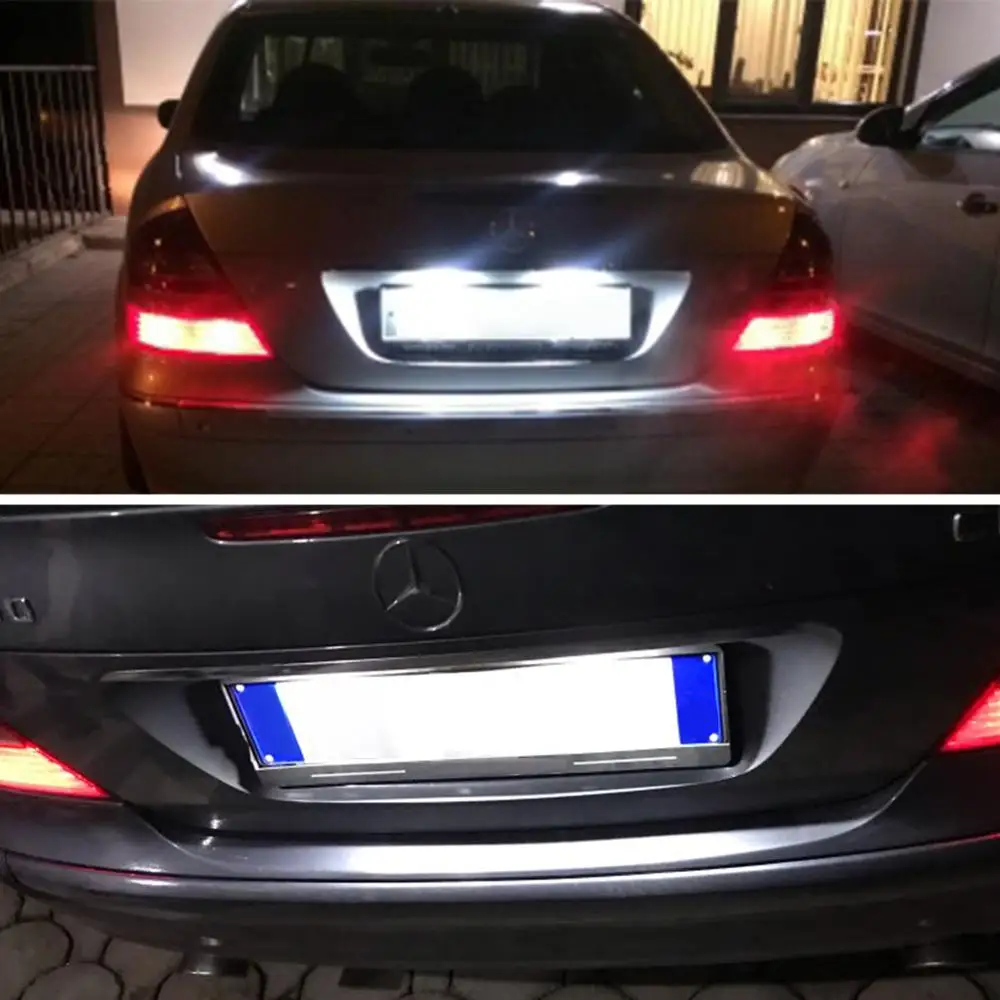 

For Mercedes Benz W203 W211 W219 R171 2PCS White License Plate LED Light Lamps OEM: A2038200256, A2118200756