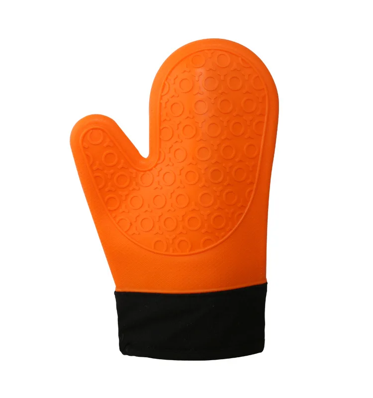 1pcs Лидер продаж 2 шт. Красный силиконовый кухня перчатка для печи Potholder с удлиненной холст рукавом шить для гриля и барбекю - Цвет: 1pcs