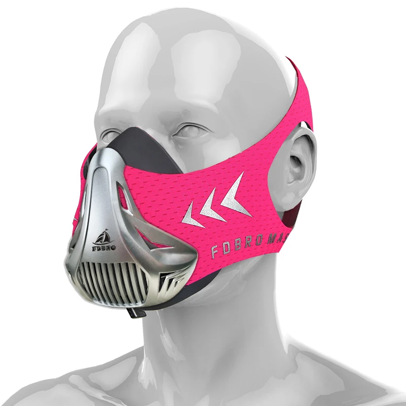 Pink silver Спортивная маска для бега FDBRO Спортивная маска шестискоростная тренировочная противокислородная защита сопротивление кислороду высота кардио маска для выносливости - Цвет: Pink silver