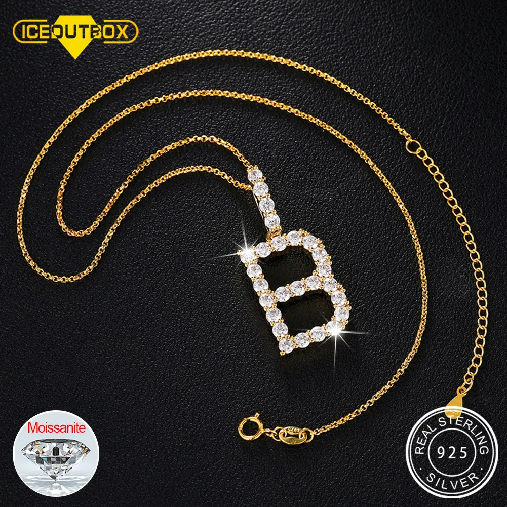 

Shining Mens Pendant Full Iced Out S925 VVS D Moissanite Diamond Letter Pendant Necklace Jewelry Luxury A-Z Initial Name Letter