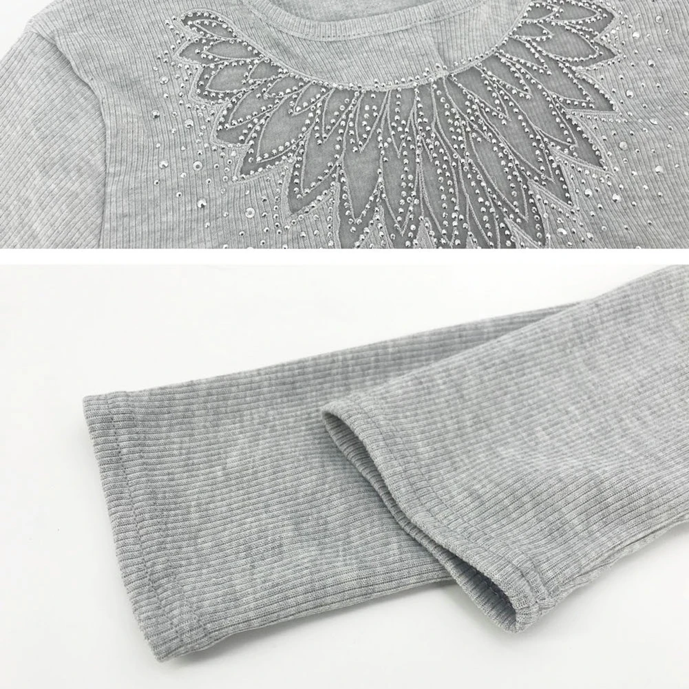 Модная сексуальная Женская Осенняя однотонная облегающая блузка с длинным