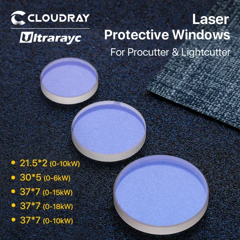 Лазерные защитные окна Cloudray 21.5x2/30x5/37x7 мм для Precitec Procuttor, Lightcutter и SolidCutter