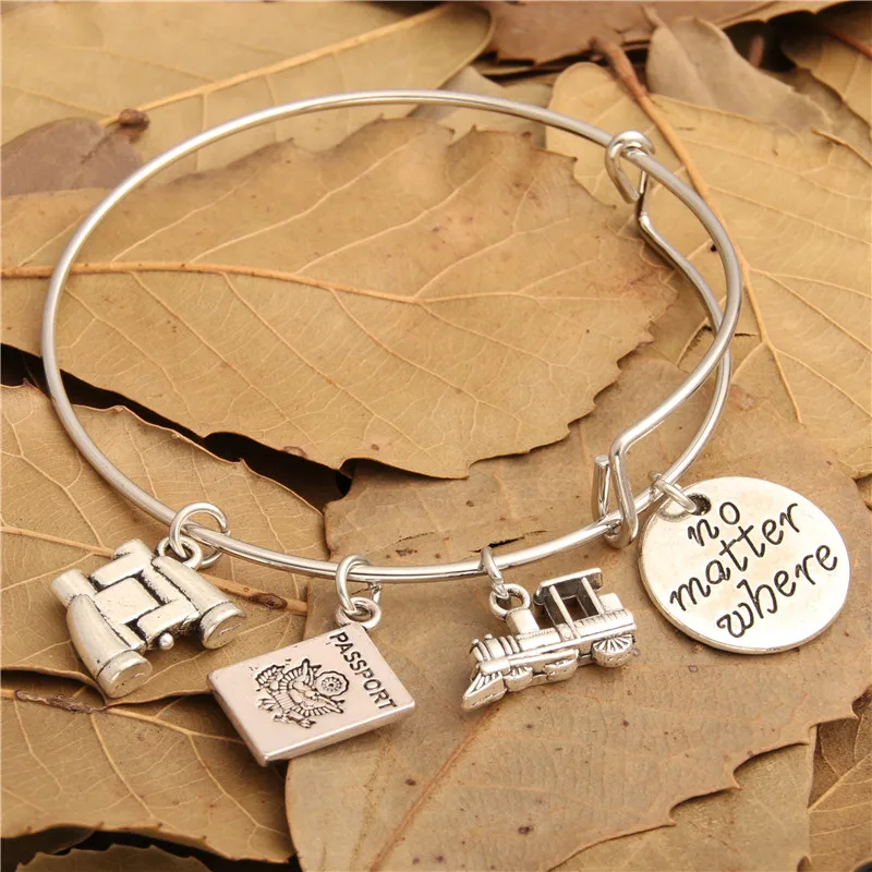 1 шт. серебряный цвет поезд Подвески телескоп расширяющийся браслет на запястье с