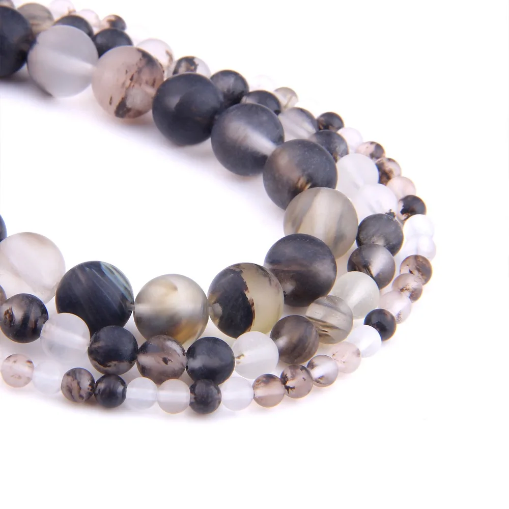 Natural Matte Black watermelon stone Beads Frosted loose round natural spacer beads 6-12MM Pick Size For Jewelry Making | Украшения и