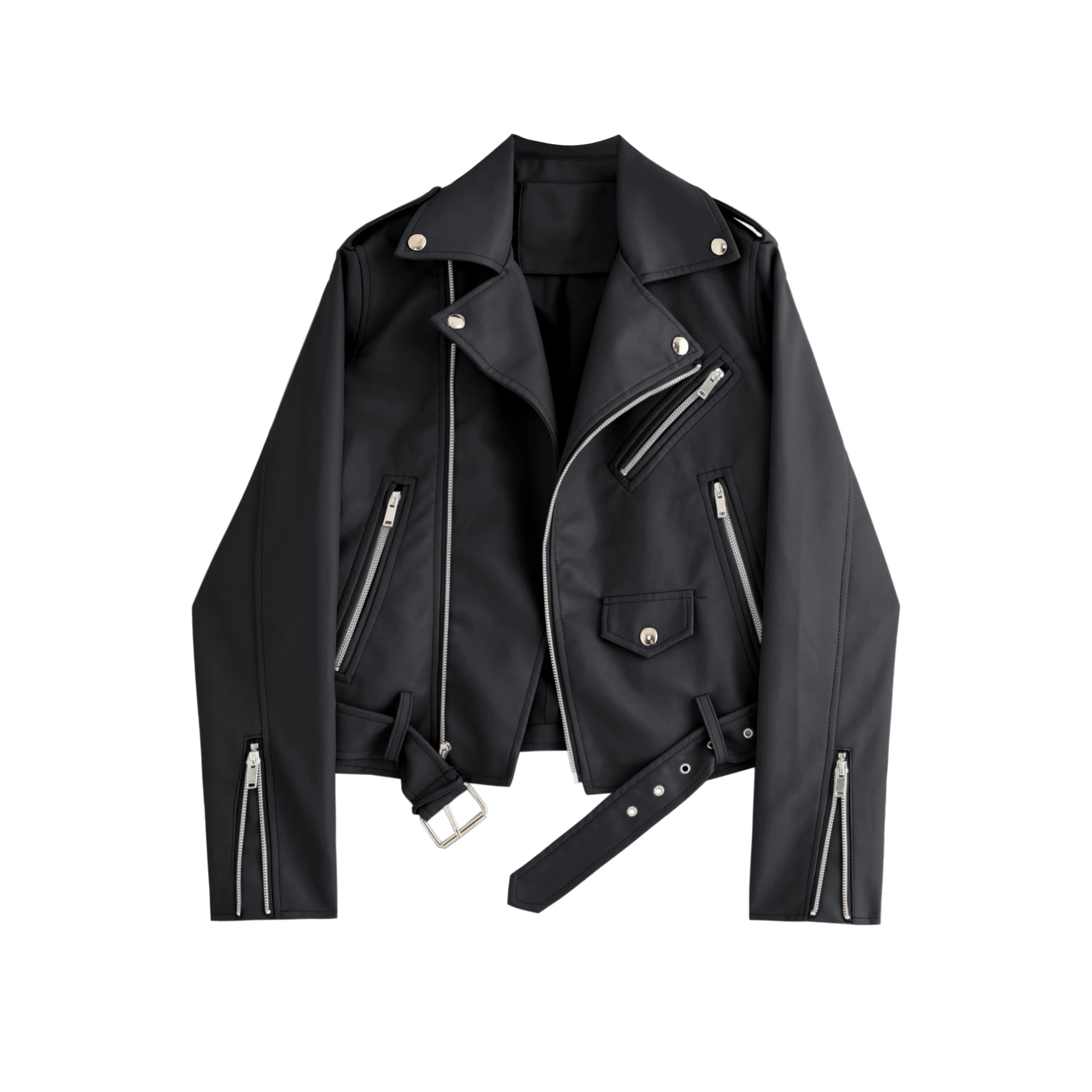 FTLZZ осенняя куртка из искусственной кожи женская новая черная мотоциклетная с