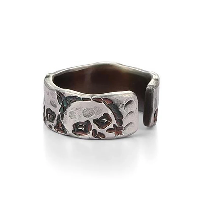 

New Original Hand-forged Craft Skull Opening Adjustable Ring Domineering Exaggerated Trendy Charm Men's Silver Jewelry