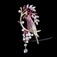 fashion elegant metal lapel pins wedding banquet clothing jewelry luxury sparkling aaa cubic zirconia parrot brooches for women