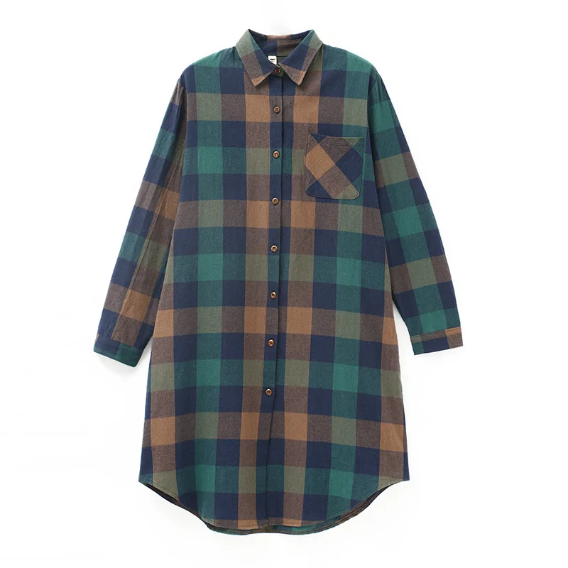 

Spring Summer Cotton Linen Blouses Jacket Women Oversized Plaid Flannel Boyfriend 2021 Shirt Casual Button Female Plus Size Tops