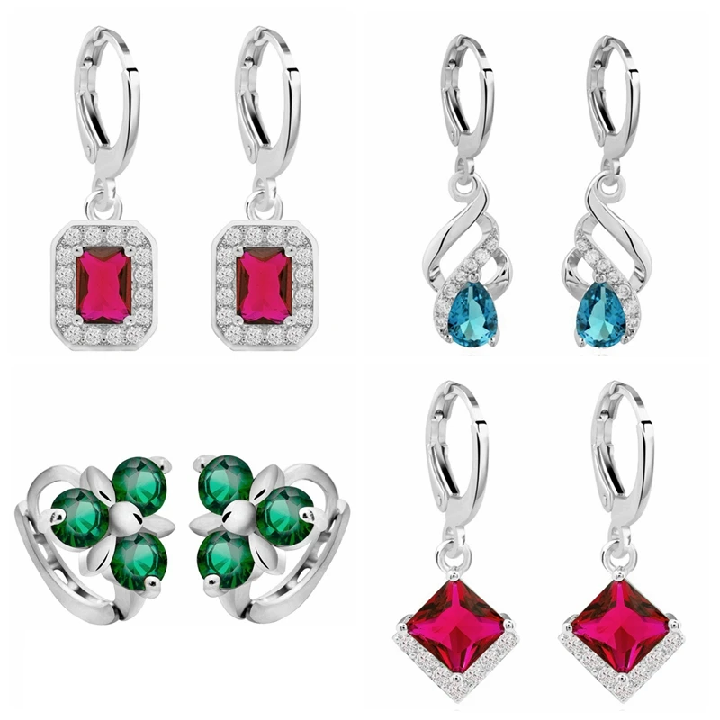 

30 Styles Crystal Earring Gold Silver Color Hoop Earrings for Women Gift AAA CZ Dangle Earings Fashion Accessories Jewelry