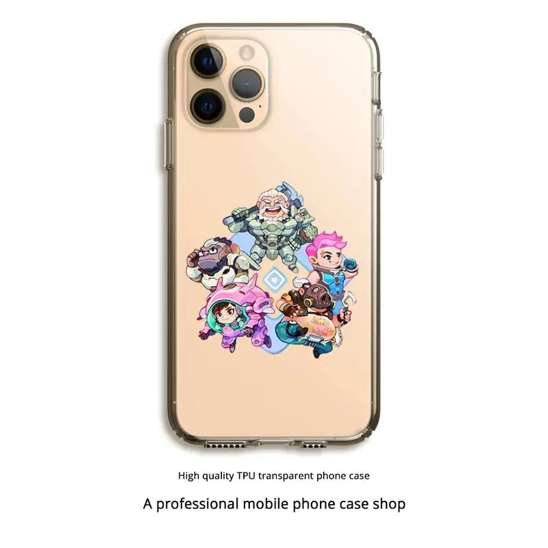 

Hot Overwatch ow Game Phone Case Clear Cover For Iphone 5 6 7 8 11 12 plus XR X XS SE2020 11/12PRO Max Transparent Cases