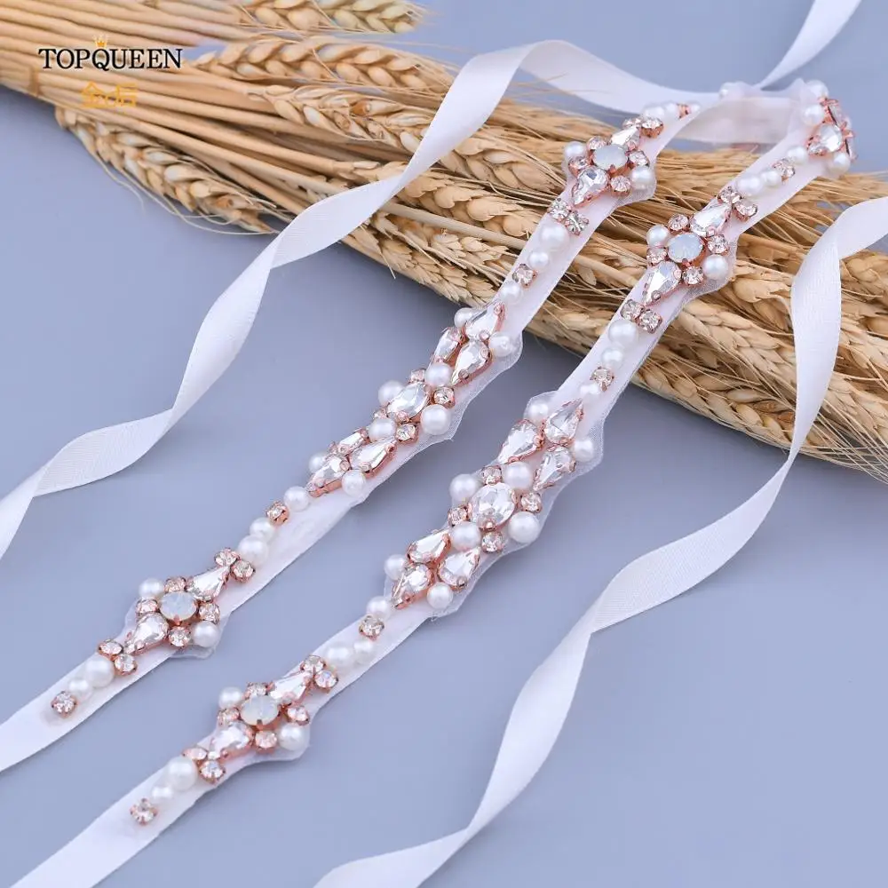 

TOPQUEEN S488-RG пояс розового золота для свадебного платья свадебные женские Стразы пояс цветок девушка лента подружки невесты украшение