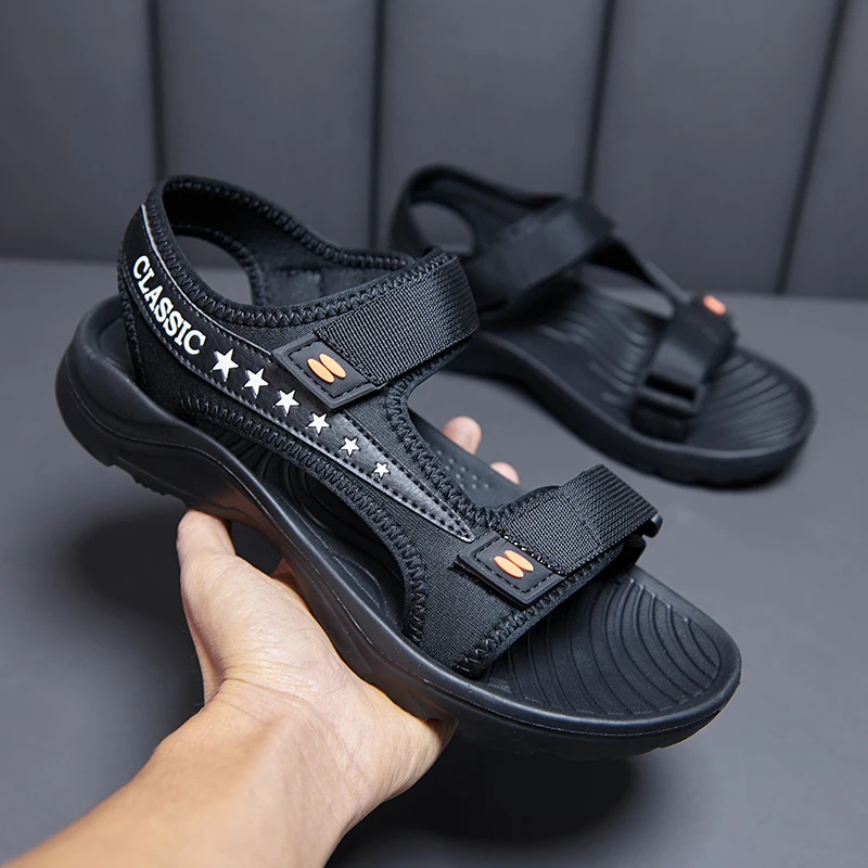 

Summer Fashion Waterproof Hollow Men'S Halter Sandals Daily Beach Korean Velcro Beach Shoes Size 39-46 Wholesale